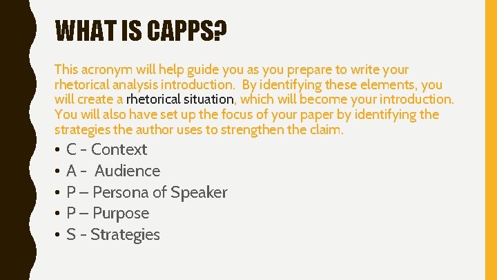 WHAT IS CAPPS? This acronym will help guide you as you prepare to write