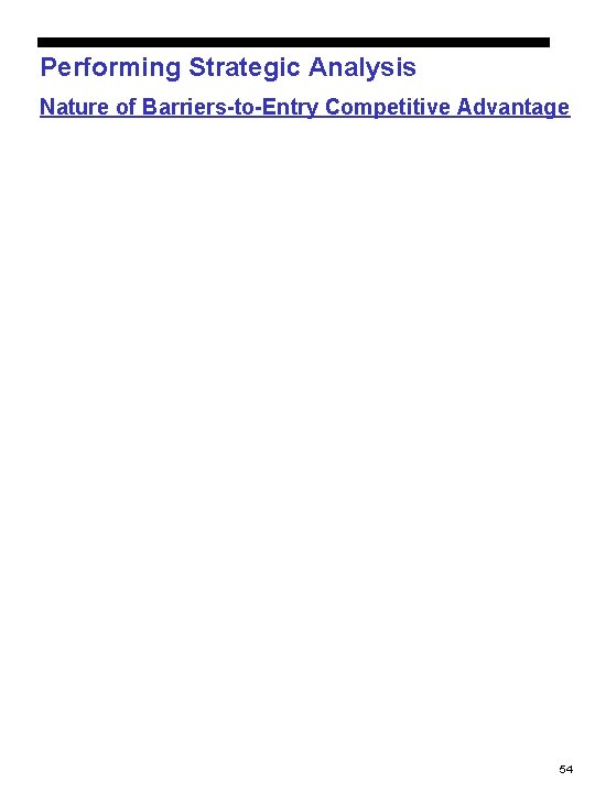 Performing Strategic Analysis Nature of Barriers-to-Entry Competitive Advantage 54 