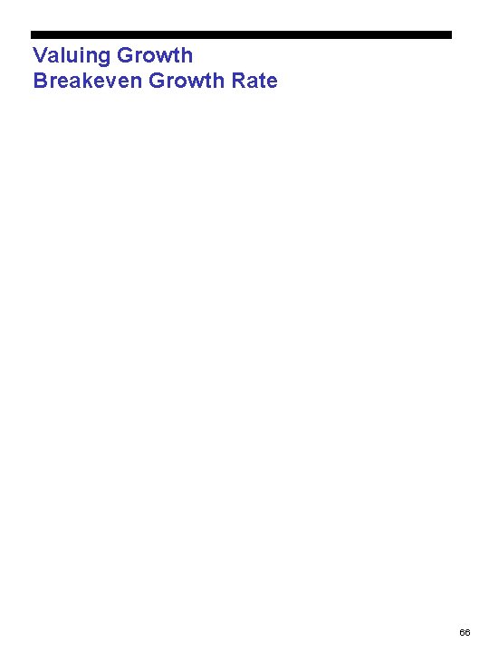 Valuing Growth Breakeven Growth Rate 66 