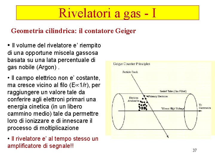 Rivelatori a gas - I Geometria cilindrica: il contatore Geiger • Il volume del
