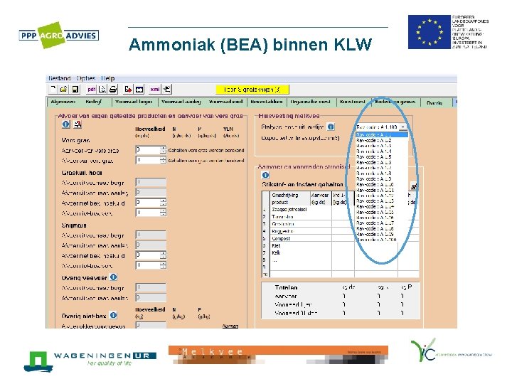 Ammoniak (BEA) binnen KLW 