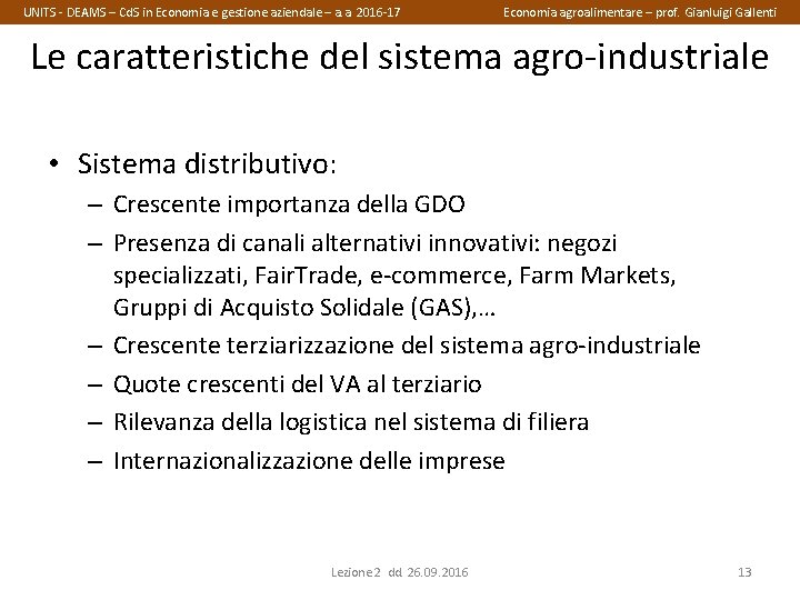 UNITS - DEAMS – Cd. S in Economia e gestione aziendale – a. a.