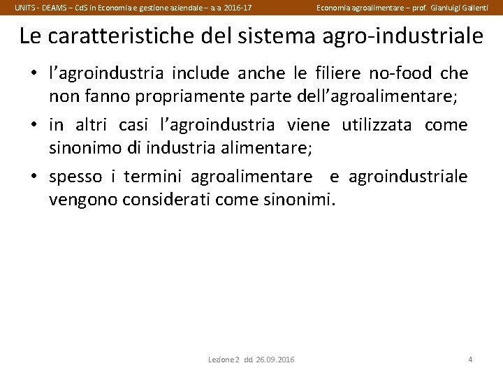 UNITS - DEAMS – Cd. S in Economia e gestione aziendale – a. a.