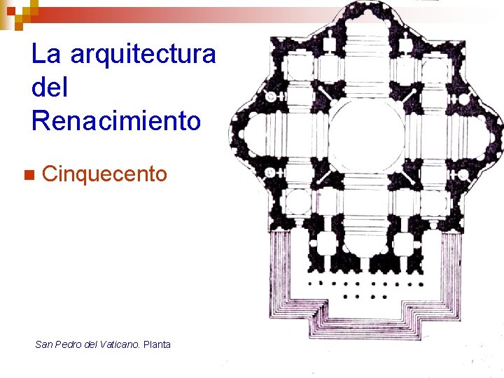 La arquitectura del Renacimiento n Cinquecento San Pedro del Vaticano. Planta 