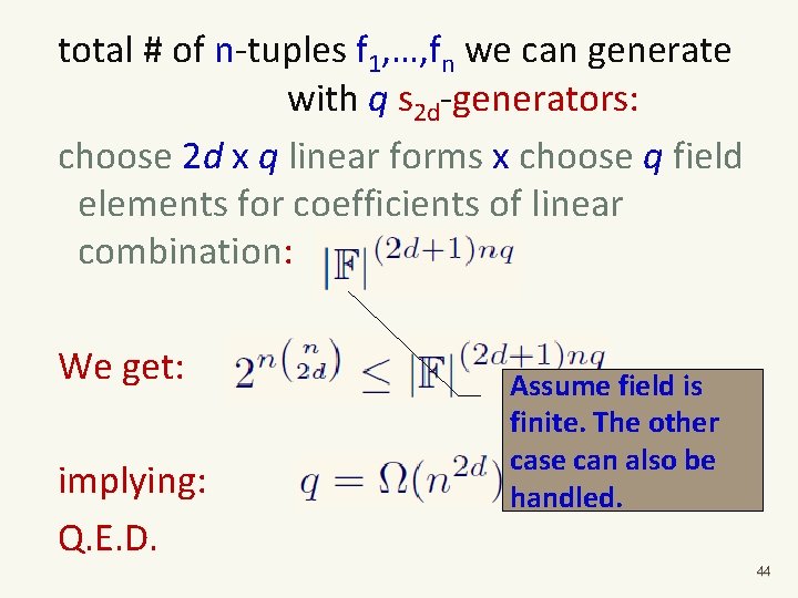 total # of n-tuples f 1, …, fn we can generate with q s