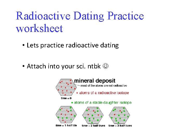 Radioactive Dating Practice worksheet • Lets practice radioactive dating • Attach into your sci.