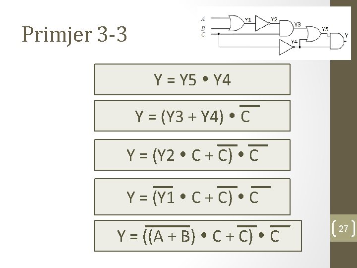Primjer 3 -3 Y = Y 5 Y 4 Y = (Y 3 +