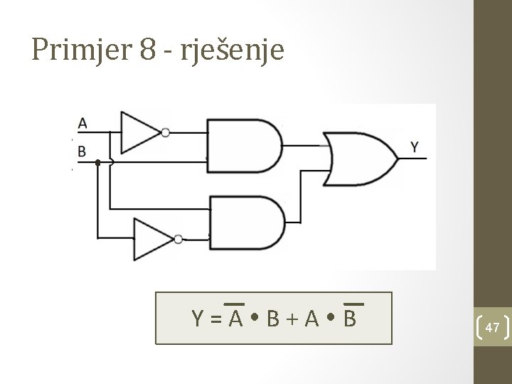 Primjer 8 - rješenje Y=A B+A B 47 