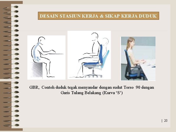 DESAIN STASIUN KERJA & SIKAP KERJA DUDUK GBR, Contoh duduk tegak menyandar dengan sudut