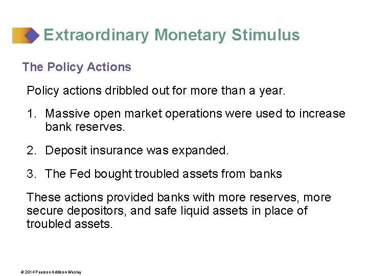 Extraordinary Monetary Stimulus The Policy Actions Policy actions dribbled out for more than a
