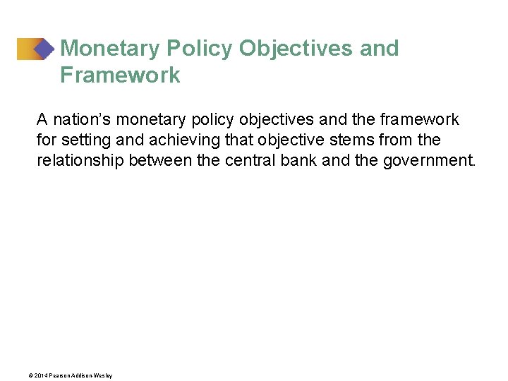 Monetary Policy Objectives and Framework A nation’s monetary policy objectives and the framework for