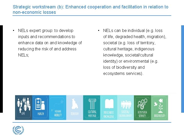 Strategic workstream (b): Enhanced cooperation and facilitation in relation to non-economic losses • NELs
