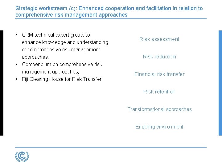 Strategic workstream (c): Enhanced cooperation and facilitation in relation to comprehensive risk management approaches