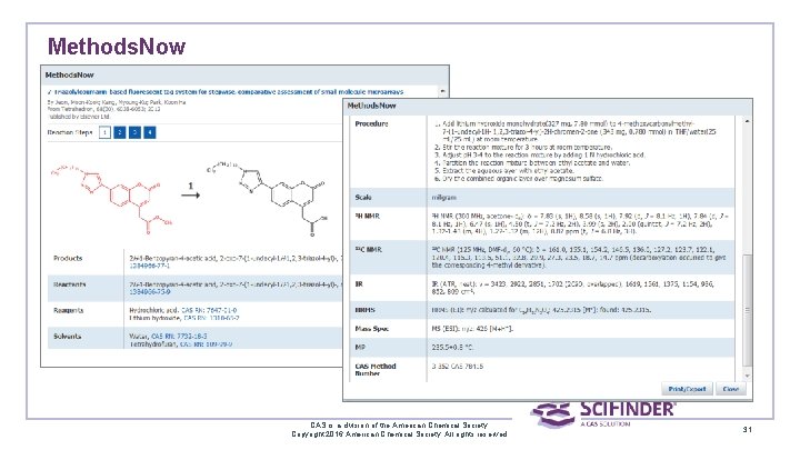 Methods. Now CAS is a division of the American Chemical Society. Copyright 2016 American