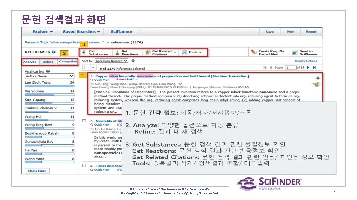 문헌 검색결과 화면 CAS is a division of the American Chemical Society. Copyright 2016