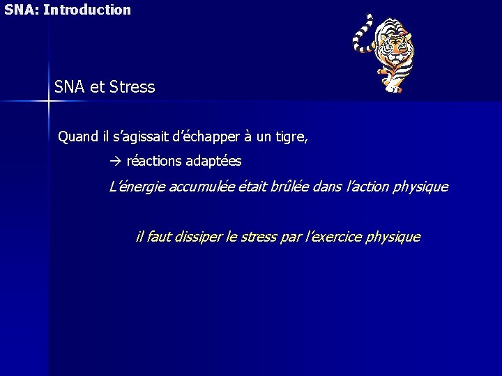 SNA: Introduction SNA et Stress Quand il s’agissait d’échapper à un tigre, réactions adaptées