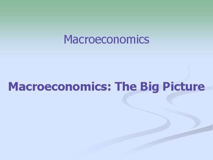 Macroeconomics: The Big Picture 