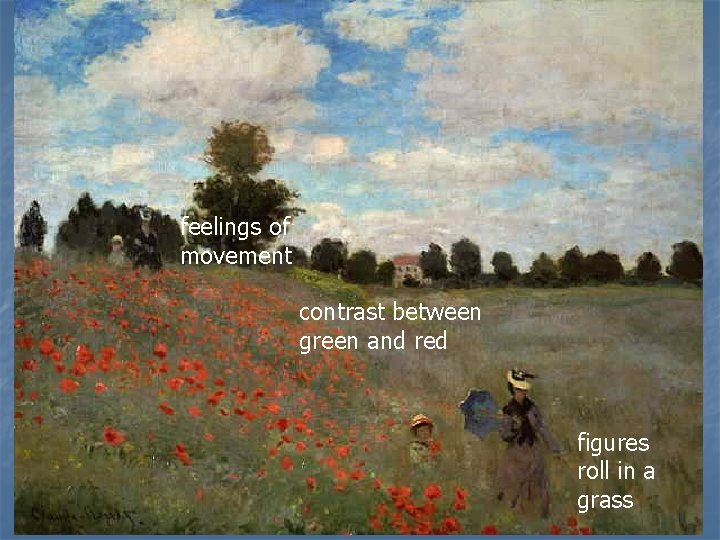 feelings of movement contrast between green and red figures roll in a grass 