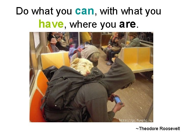Do what you can, with what you have, where you are. ~Theodore Roosevelt 