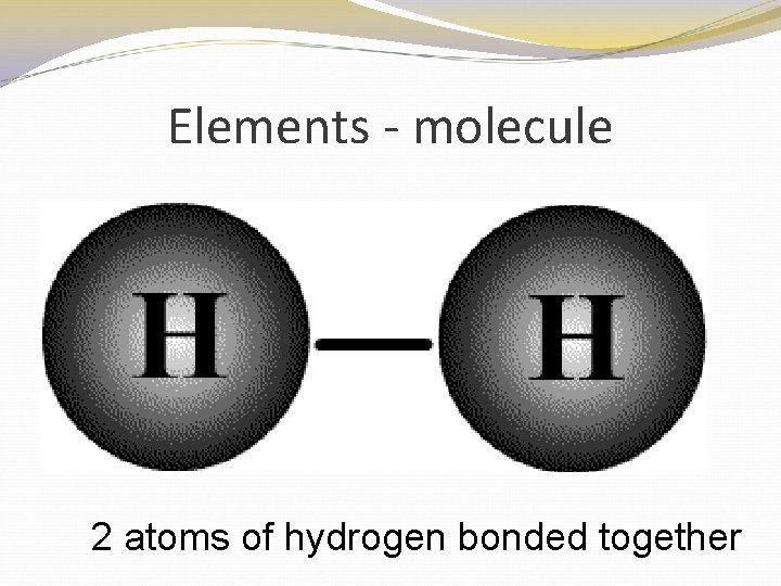 Elements - molecule 2 2 atoms of hydrogen bonded together 