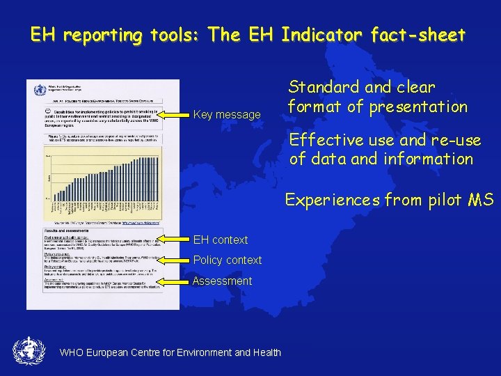 EH reporting tools: The EH Indicator fact-sheet Key message Standard and clear format of