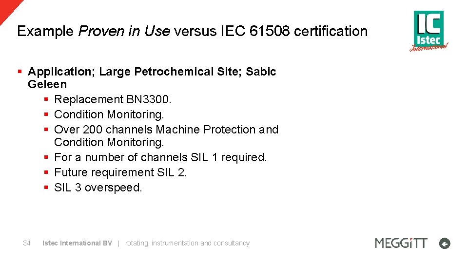 Example Proven in Use versus IEC 61508 certification § Application; Large Petrochemical Site; Sabic