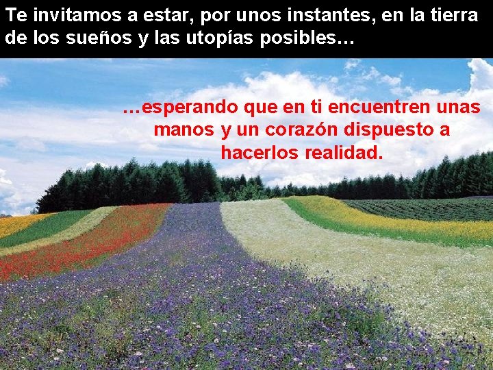 Te invitamos a estar, por unos instantes, en la tierra de los sueños y