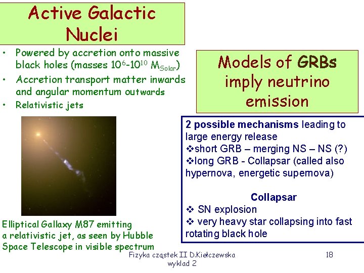 Active Galactic Nuclei • Powered by accretion onto massive black holes (masses 106 -1010