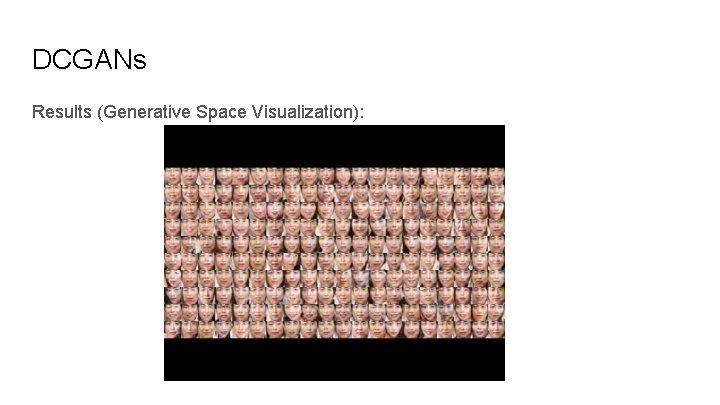 DCGANs Results (Generative Space Visualization): 