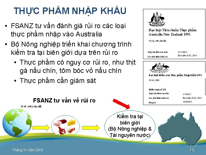 THỰC PHẨM NHẬP KHẨU • FSANZ tư vấn đánh giá rủi ro các loại