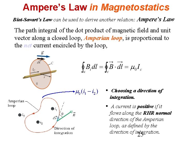 Ampere’s Law in Magnetostatics Biot-Savart’s Law can be used to derive another relation: Ampere’s
