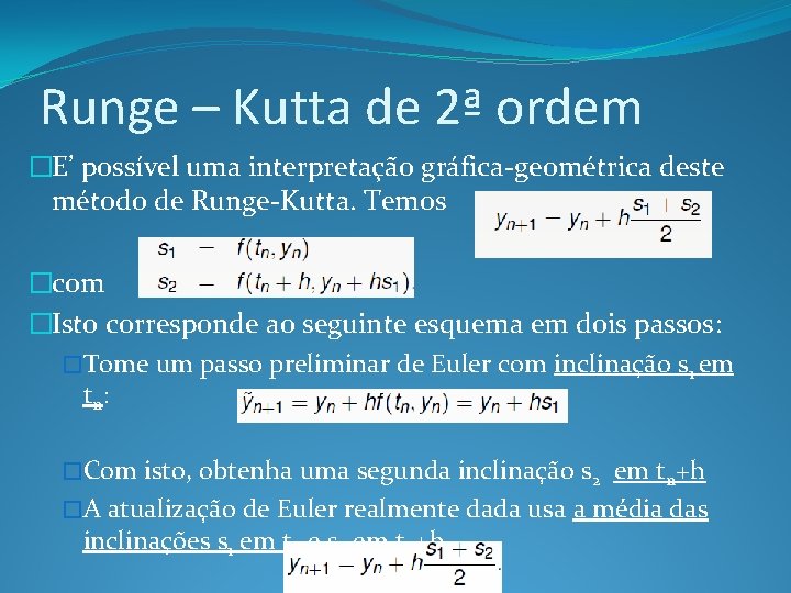 Runge – Kutta de 2ª ordem �E’ possível uma interpretação gráfica-geométrica deste método de