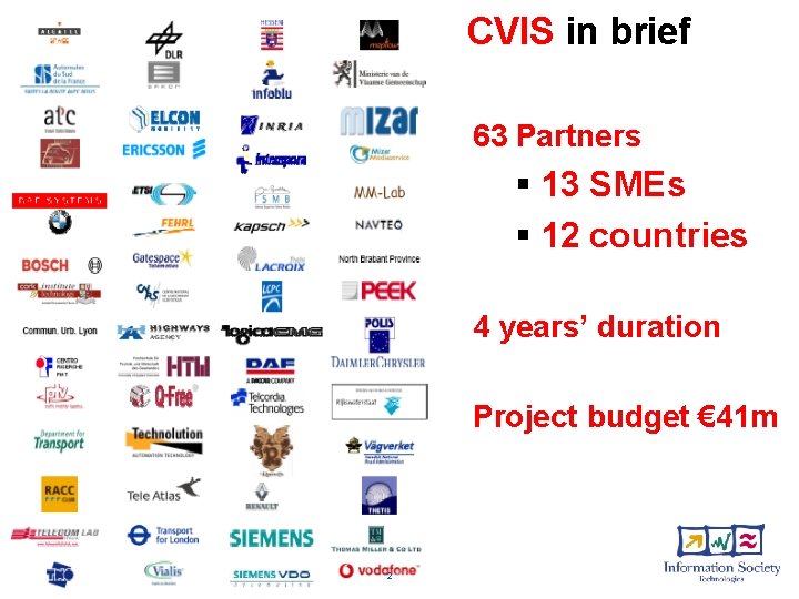 CVIS in brief 63 Partners § 13 SMEs § 12 countries 4 years’ duration
