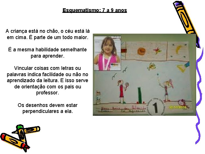 Esquematismo: 7 a 9 anos A criança está no chão, o céu está lá