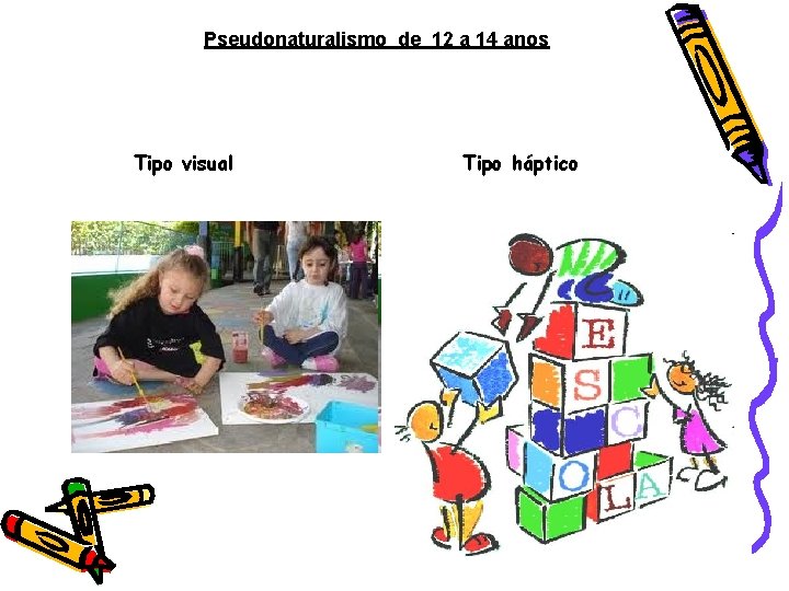 Pseudonaturalismo de 12 a 14 anos Tipo visual Tipo háptico 