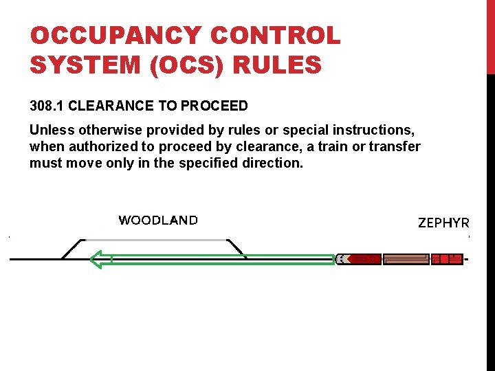 OCCUPANCY CONTROL SYSTEM (OCS) RULES 308. 1 CLEARANCE TO PROCEED Unless otherwise provided by