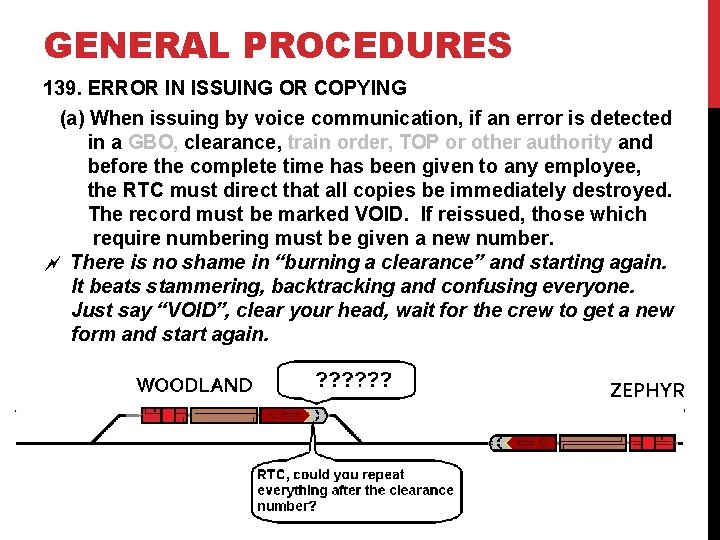 GENERAL PROCEDURES 139. ERROR IN ISSUING OR COPYING (a) When issuing by voice communication,