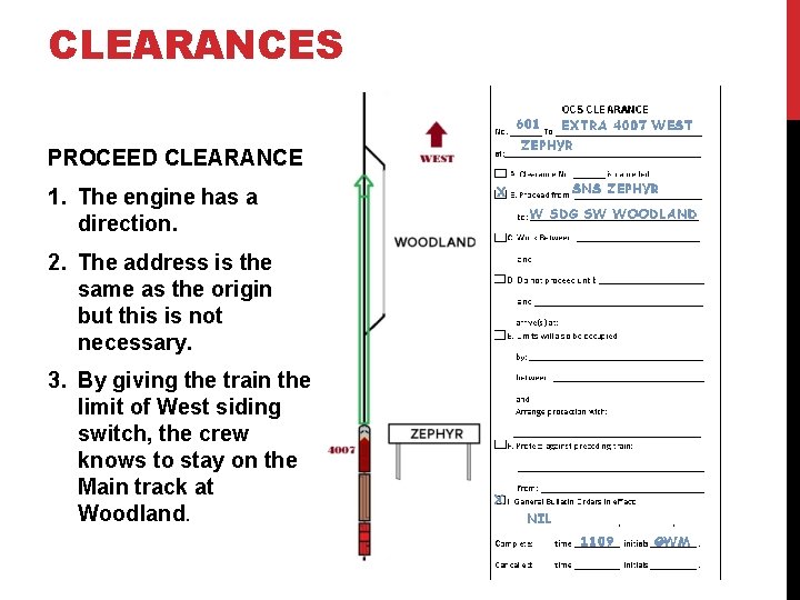 CLEARANCES PROCEED CLEARANCE 1. The engine has a direction. 2. The address is the