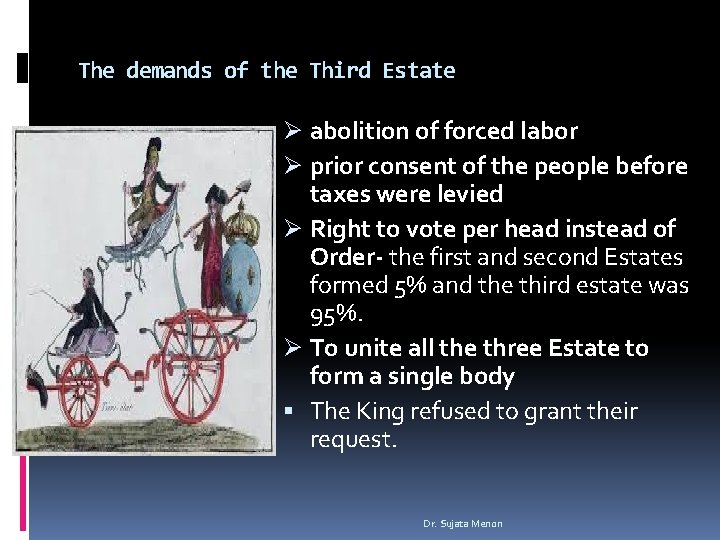 The demands of the Third Estate Ø abolition of forced labor Ø prior consent The demands of the Third Estate Ø abolition of forced labor Ø prior consent