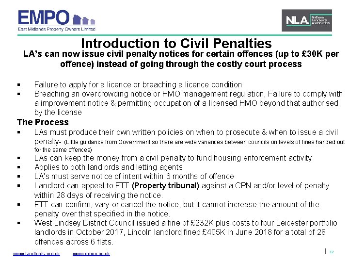 Introduction to Civil Penalties LA’s can now issue civil penalty notices for certain offences