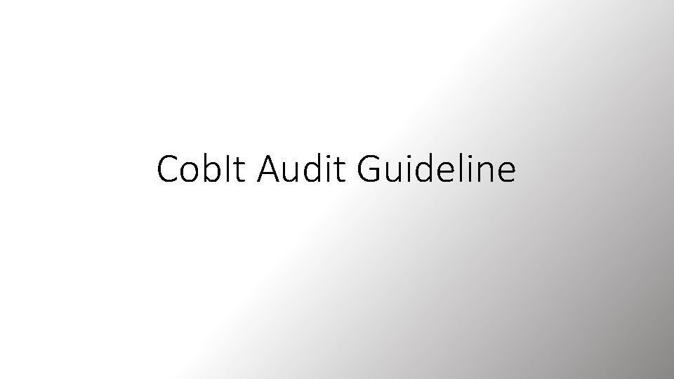 Cob. It Audit Guideline 