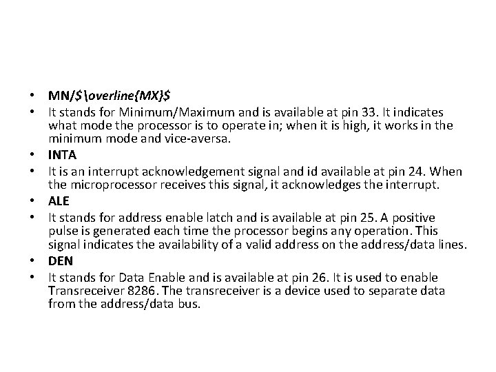  • MN/$overline{MX}$ • It stands for Minimum/Maximum and is available at pin 33.