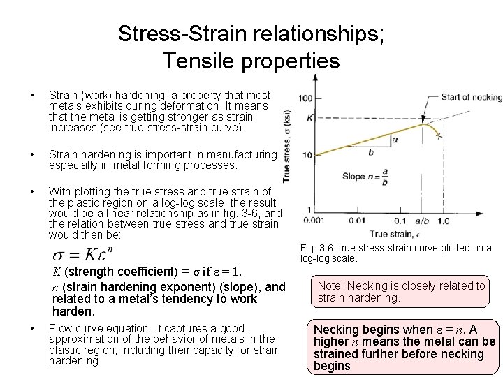 Stress-Strain relationships; Tensile properties • Strain (work) hardening: a property that most metals exhibits