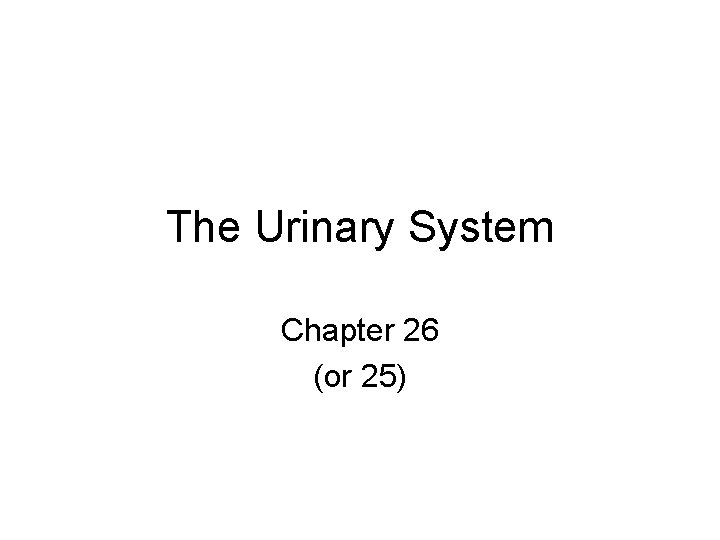 The Urinary System Chapter 26 or 25 Functions