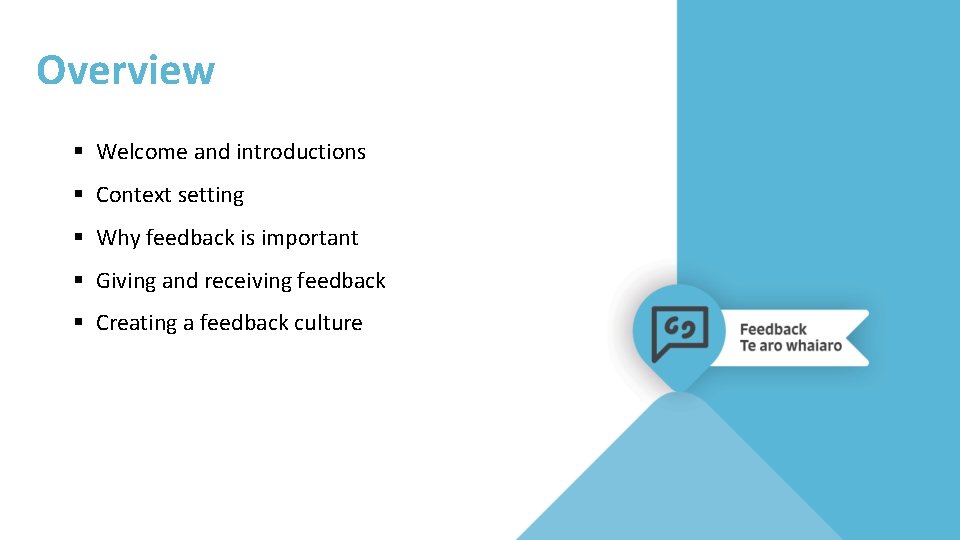 Overview § Welcome and introductions § Context setting § Why feedback is important §