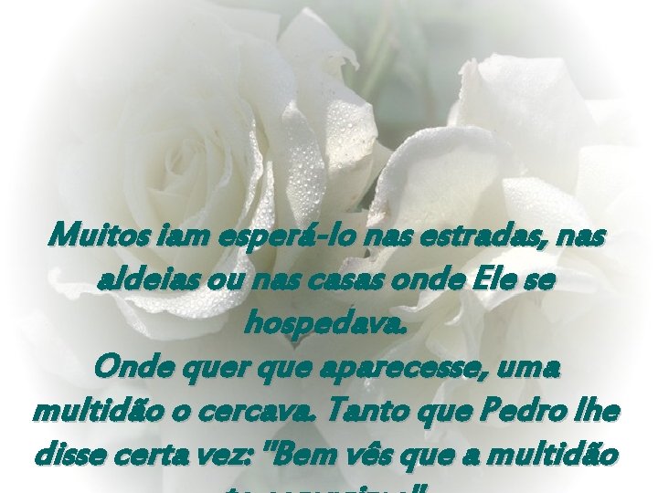 Muitos iam esperá-lo nas estradas, nas aldeias ou nas casas onde Ele se hospedava.