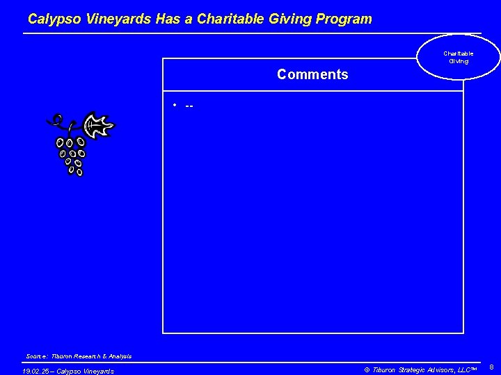 Calypso Vineyards Has a Charitable Giving Program Charitable Giving Comments • -- Source: Tiburon