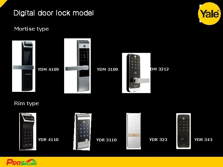 Digital door lock model Mortise type YDM 4109 YDM 3212 YDR 3110 YDR 323