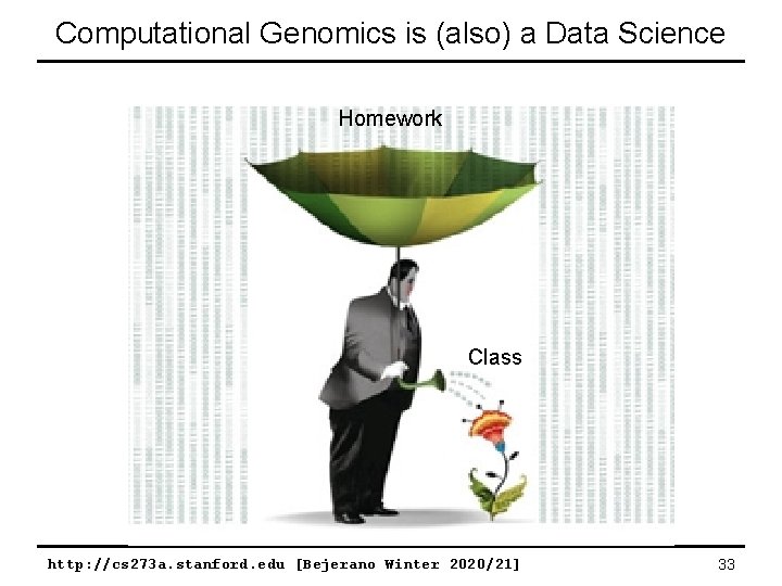 Computational Genomics is (also) a Data Science Homework Class http: //cs 273 a. stanford.