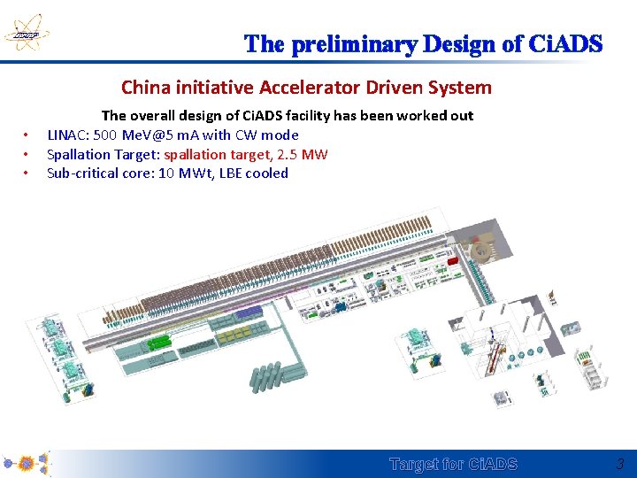 The preliminary Design of Ci. ADS China initiative Accelerator Driven System • • •